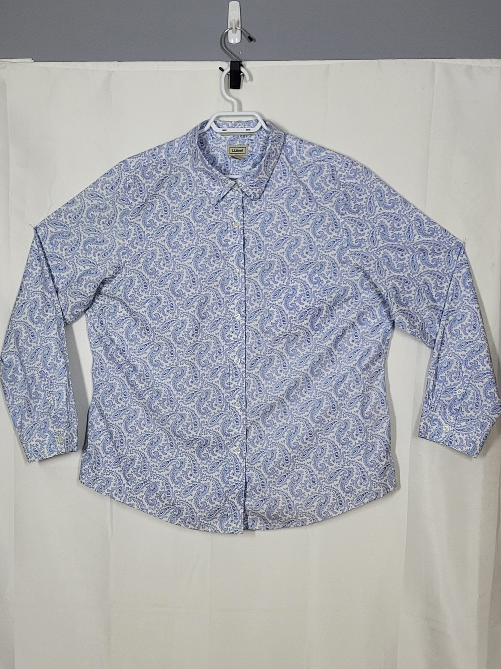 L.L. Bean Light Blue Paisley Button-Down Shirt